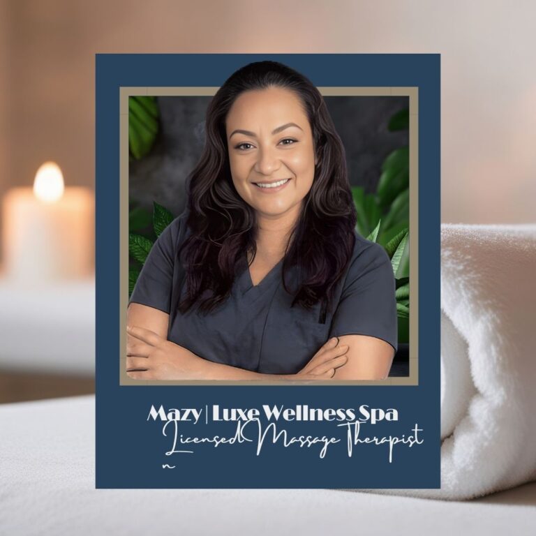 Mazy, licensed massage therapist at Luxe Wellness Spa